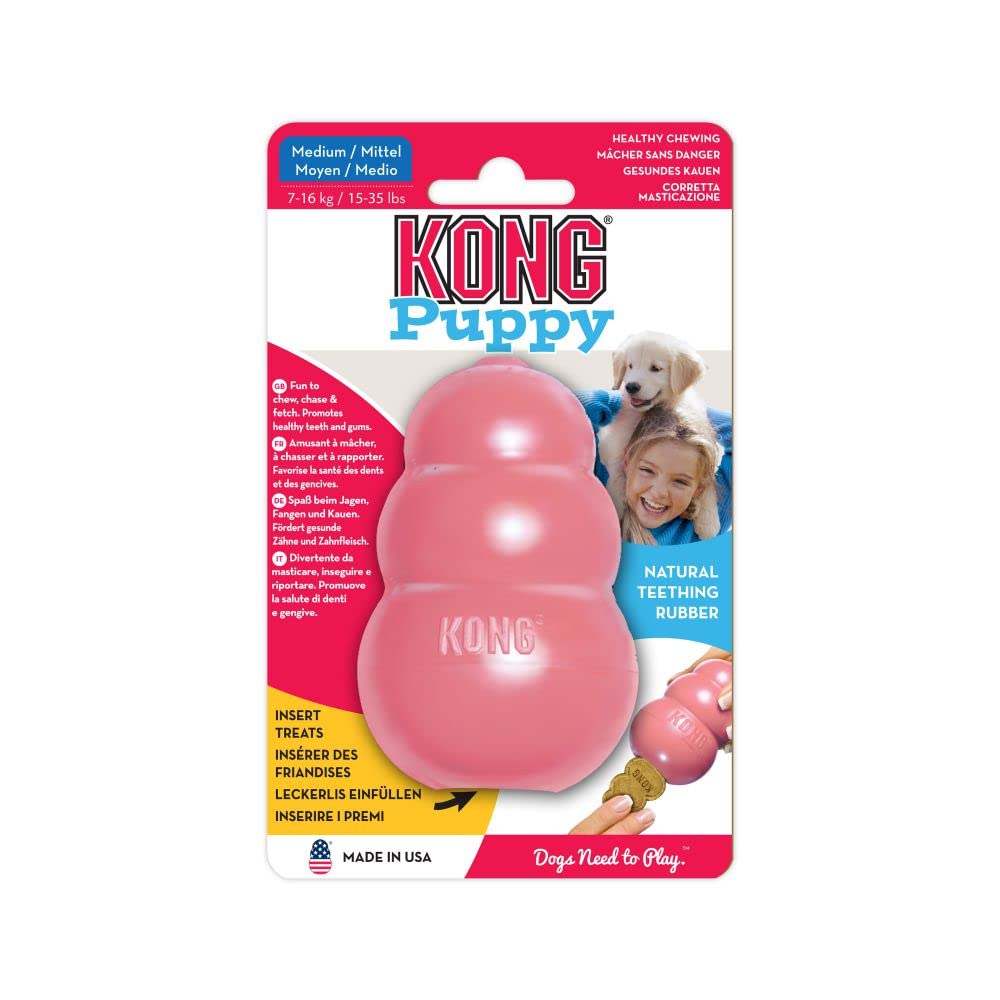KONG 292052 Medium Puppy Teething Toy, Pink/Blue