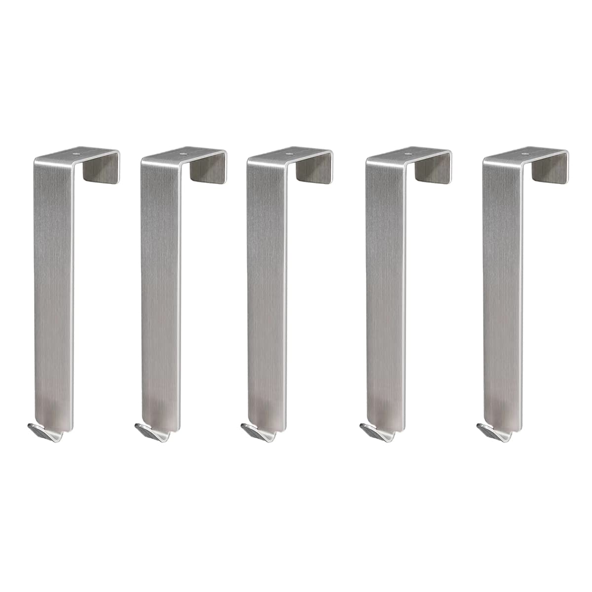 WYNOTT FM01 5 Pack Over The Door Hooks, Stainless Steel Over Door Hooks, Cotton Pads Surface Prevents Scratches Rear Door Hooks Suitable for Bedroom Door, Study Door, Office Door etc
