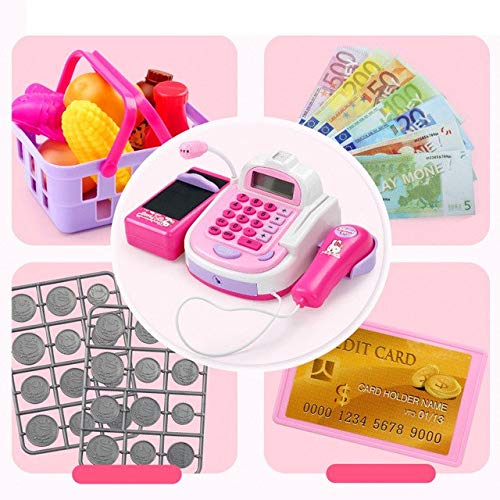 XuBa Pretend Play Electronic Cash Register Toy Realistic Actions & Sounds with Mic Simulation Cash Register Show