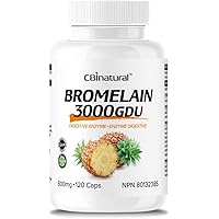 CBInatural Bromelain 3000 GDU 500mg, 120 Vegan Capsules, Proteolytic Digestive Enzymes Supplements, Supports Healthy Digestio