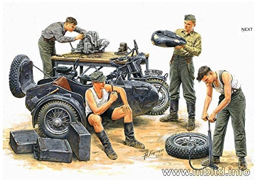 GERMAN MOTORCYCLE REPAIR CREW WITH BMW R75 1/35 MASTER BOX 3560