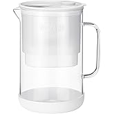 Waterdrop Large Glass Water Filter Pitcher, Eco-Friendly, with 1 NSF 53&42&372 Certified Filter, 10-Cup, Reduces PFOA/PFOS, Chlorine, Cadmium, Copper, Mercury, BPA Free, Easy to Clean, White