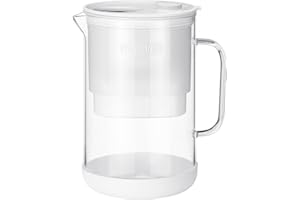 Waterdrop Large Glass Water Filter Pitcher, Eco-Friendly, with 1 NSF 53&42&372 Certified Filter, 10-Cup, Reduces PFOA/PFOS, Chlorine, Cadmium, Copper, Mercury, BPA Free, Easy to Clean, White