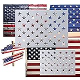 American Flag 50 Star Stencil for Painting on Wood, Paper, Fabric, Glass, and Wall Art，Reusable 10.5 x 14.82 inch mylar Template + 7 x 10 inch Starfield Stencil,4th of July Patriotic Party Decorations