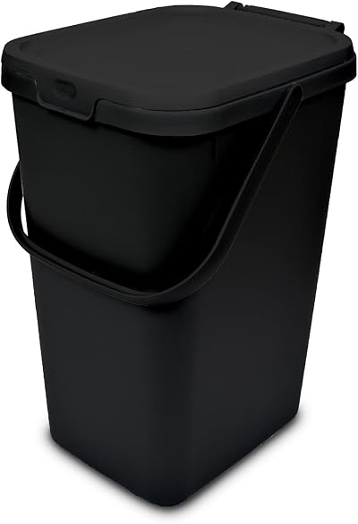 Addis 18 Litre Kitchen Recycling Bin with Clip Lock Lid Carry Handle Eco Black