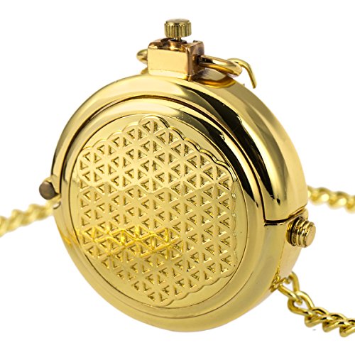 ManChDa Men's Vintage Mechanical Pocket Watch Golden Hide Carved Steampunk Chain in Gift Box