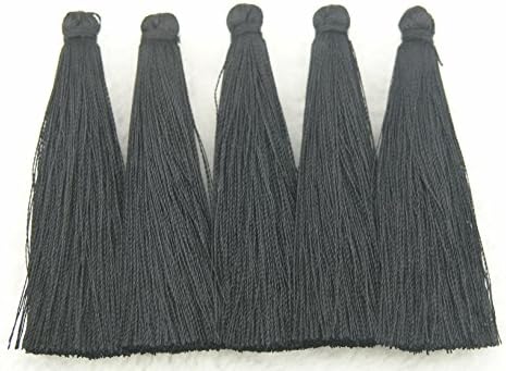 10pcs 6.5cm(2.6'') Sift Silky Handmade Fiber Tassels--22 Colors Available (Black)