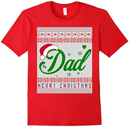 Mens Dad Ugly Christmas Sweater - Family Matching T-shirt Large Red