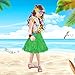 Girl's Elastic Hawaiian Hula Dancer Grass Skirt with Flower Costume Set-Green 13 Years