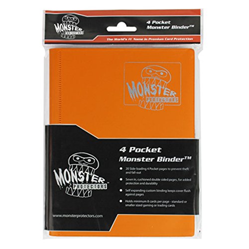 Monster Binder - 4 Pocket Trading Card Album - Matte Orange (Anti-theft Pockets Hold 160+ Yugioh, Pokemon, Magic the Gathering Cards)