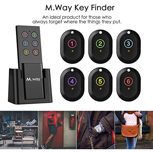 M WAY Key Finder, Wireless RF Item Locator Key Tracker Anti-Lost Alarm Keychain, 1 RF Transmitter and 6 Receivers for Key Purse Pet Cell Phone Luggage, Small Things Number Version