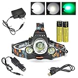 Boruit Headlamp with Green Light -Green Coyote Hog Hunting Light - Green Fishing Head Lamp- Rechargeable, Green Blacklight & Adjustable Perfect Headlights for Camping, Running,Cycling, Caving