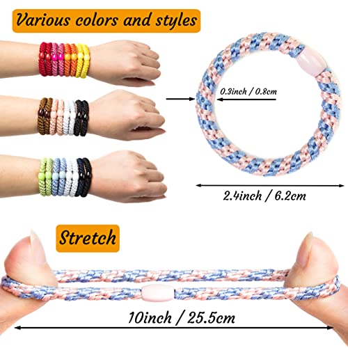 J.CARP 8Pcs Mixed color Hair Ties for Women Girls, Elastics Hair Bands Ponytail Holders, No Damage No Crease Hair Elastics, Perfect for Girls and Women with Thick or Curly Hair, Style 5