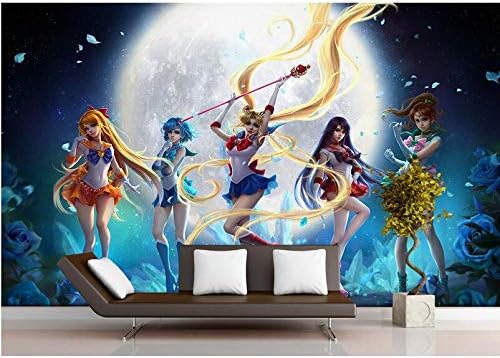 MSyikU Silk mural 3D Room Wallpaper Custom Mural Wall Sticker 3D Sailor Moon Children'S Bedroom Painting Photo 3D Wall Murals Wallpaper,350cm*260cm
