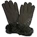 Alpine Swiss Womens Leather Dressy Gloves Faux Fur Trim Cuff Thermal Lining Brown Large