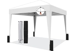 SANWAY 10x10 Pop up Canopy Tent, One-Button, Outdoor Instant Canopy Protable for Events, Camping, Parties, Vendor, Beach Tent - White
