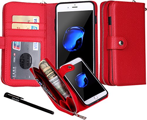 image for iPhone 7 Plus / 8 Plus Case, Urvoix Premium Leather Zipper Wallet Mult