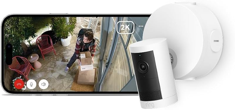 | Cámara exterior Plus con batería (Outdoor Camera Plus última generación) | Vídeo 2K de gran angular | Cámara inalámbrica exterior | Prueba gratuita de 30 días del plan de suscripción Ring