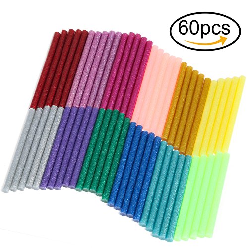 Naler Hot Glue Gun Sticks 7mm by 10cm Hot Melt Glue Sticks Mini Glitter 12 Colors 60Pcs for DIY Art Craft Woodworking - Thumbnail 7