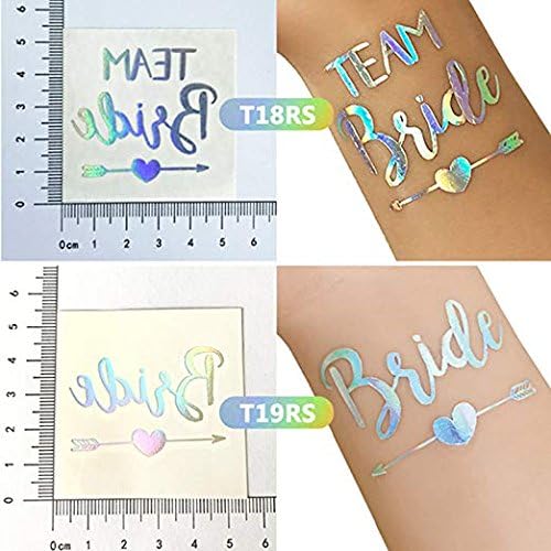 Bride & Team Bride Temporary Tattoos, Bachelorette Party Supplies for for bachelorette parties, bridal showers, Metallic Rainbow Silver (T18RS, T19RS) - Image 5
