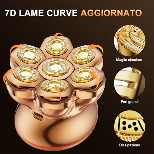 MAXGROOM 7D Shaver Head Bald 2 Speed 7500RPM & 8800RPM, 2026 Electric Shaver Men's Hair Shaver for Men Absolute Zero Hair, Shaver Hair, Gift for Dad and Husband (Gold)
