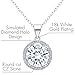Robert Matthew Ashley 18k White Gold Pendant Necklace - Gold Plated Halo Necklace w/Solitaire Round Cut Cubic Zirconia Diamond Cluster CZ Necklace, Christmas Jewelry