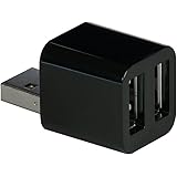 Cute USB Mini 2-Port USB 2.0 Hub Splitter (Black)