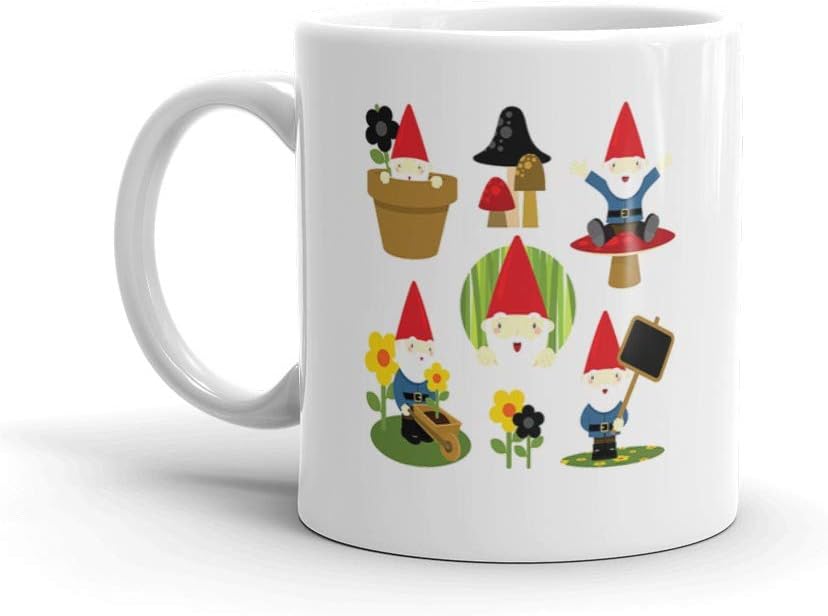 Gnome Set Gardening Cute Gnomies Tea Mugs Ceramic 11 Oz
