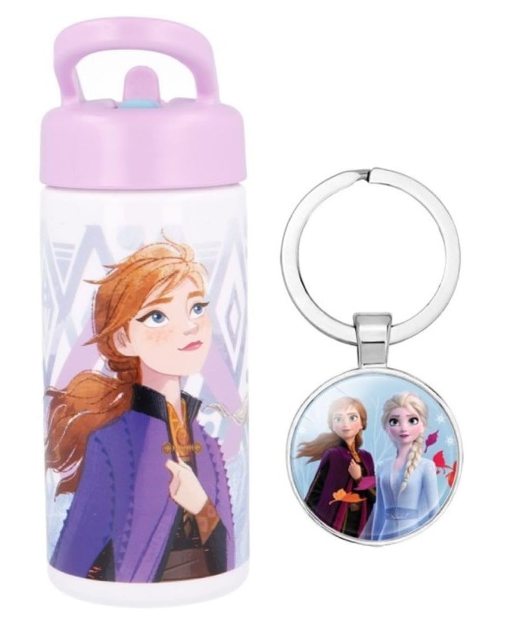 Disney Frozen Reusable Sipper Water Bottle Drink Bottle with built-in handle for Easy Carry School Lunch Kids Childrens 410ml (Frozen)