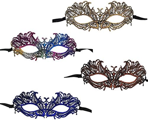 Keylleen Masquerade Masks Womens Sexy Venetian Mask for Halloween Xmas Party 4 Packs