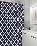 Ruthy's Textile Geometric Patterned Shower Curtain 70-inch by 72-inch - Navy