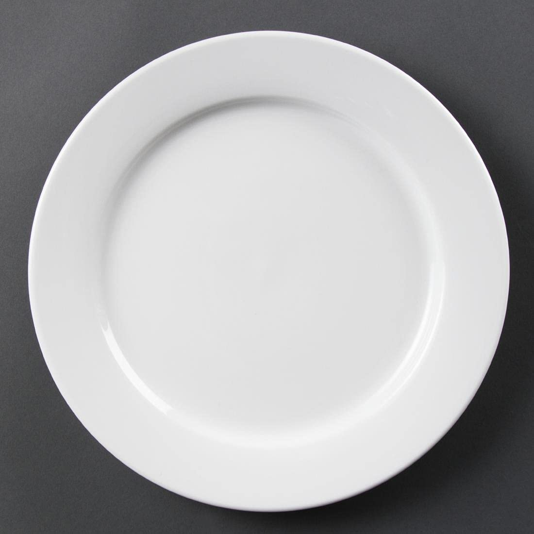 Olympia Whiteware Wide Rimmed Plates 280mm (6 Pack) - Dinnerware Set, Oven and Dishwasher Safe CB482