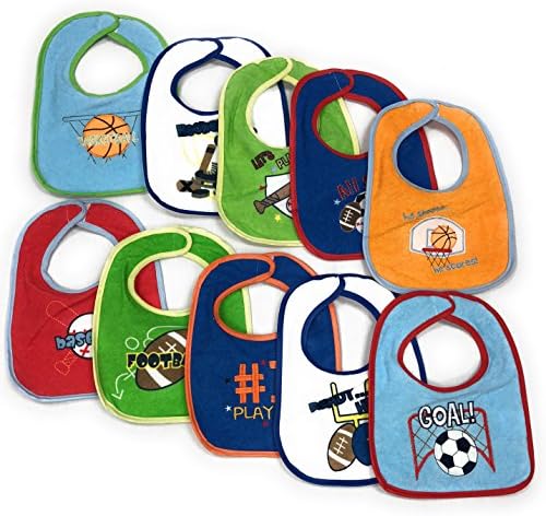 Snugly Baby 10 Park Infant Bibs for Baby Boys Sports Theme