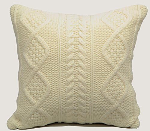 Acrylic Knitted Throw Pillow Cover (Ivory)