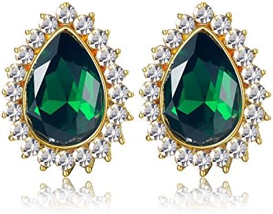 NYF® E-02 Fashion Earring with Swaroski Crystal Elements Cz Crystal Elegant Teardrop Pear (Green)
