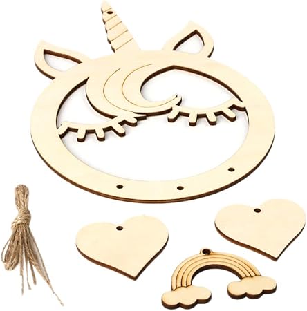 Vosarea Deko Holzscheiben Traumfanger Mit Holz Einhornhorn Mit Ohren Holzherzen Holz Wimpern Sleepy Augen Regenbogen Zum Bemalen Malen Kinderzimmer Vintage Rustikale Hange Dekoration Mit 4 Stuck 40cm Hanfseil Amazon De Kuche Haushalt