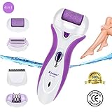 Promama 4-in-1 Replaceable Rechargeable Electric Callus Remover Pumice Stone Rollers Epilator and Hair Clipper Hair Shaver Exfoliates Dead Skin