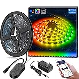 DreamColor LED Strip Lights Built IC, Minger 9.8FT/3M LED Lights Sync to Music, Waterproof RGB Rope Light with APP, 5050 Flexible Strip Lighting, LED Tape Lights, Led String Lights Kit, 12V UL Listed