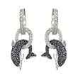 14K White Gold 0.15 ct. Diamond and 1 1/5 ct. Sapphire Dolphin Earrings