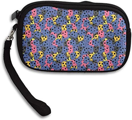 FUNKY COLORFUL SKULL HALLOWEEN Coin Purse Wallet Wristlet Pouch Coin Wallet Zipper Change Holder