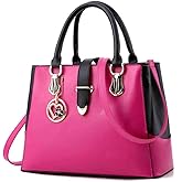 Rullar Women Handbag and Purse Stitching Shoulder Top-handle Bag Tote with Heart-shaped Pendant