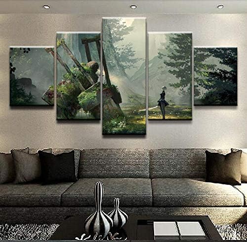 WEPAINT 5 Pieces Modern Home HD Print Decor Picture Wall Art For Living Room Painting Wall Art Painting Canvas NieR:Automata Game 40X60_40X80_40X100cm_frame