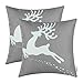 CaliTime Pack of 2 Soft Canvas Throw Pillow Covers Cases for Couch Sofa Home Decoration Christmas Holiday Reindeer with Stars Print 18 X 18 Inches Medium Grey