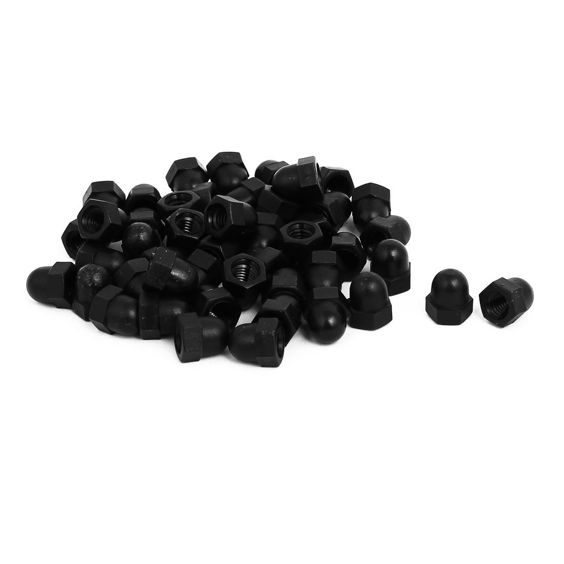 Sourcingmap M5 Diameter Female Thread Nylon Hex Domed Cap Acorn Nuts Black 50pcs