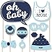 Big Dot of Happiness Hello Little One - Blue and Silver Boy Baby Shower Photo Booth Props Kit 20 Count