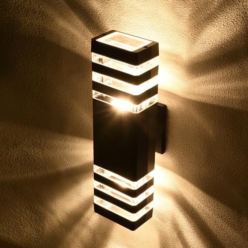 2 Pack Outdoor Wall Light - Stylish Porch Light for House, Up and Down Wall Light Aluminum Waterproof Outdoor Lights Wall Mount for Front Porch Patio Garage