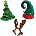 Funny Party Hats Christmas Hat Props – Elf Costume - Reindeer Antler Headband – Christmas Tree Hat - 3 Pack Holiday Hats