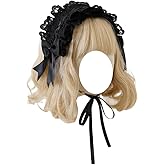 TTYAO REII Women's Lolita Headband Black Lace Maid Hairband Hair Accessories Girls Gothic Headdress for Cosplay Costume Party