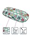 JAVOedge Elephant Print Fabric Covered Clam Shell Style Eyeglass Case, Microfiber Glasses Cleaning Cloth, Blue