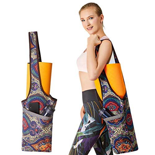PERFEKT Yoga Mat Bag Carrier with Large Size Pocket and Zipper Pocket, Gym Bag, Fit Most Size Mats (Ancient Vibes)